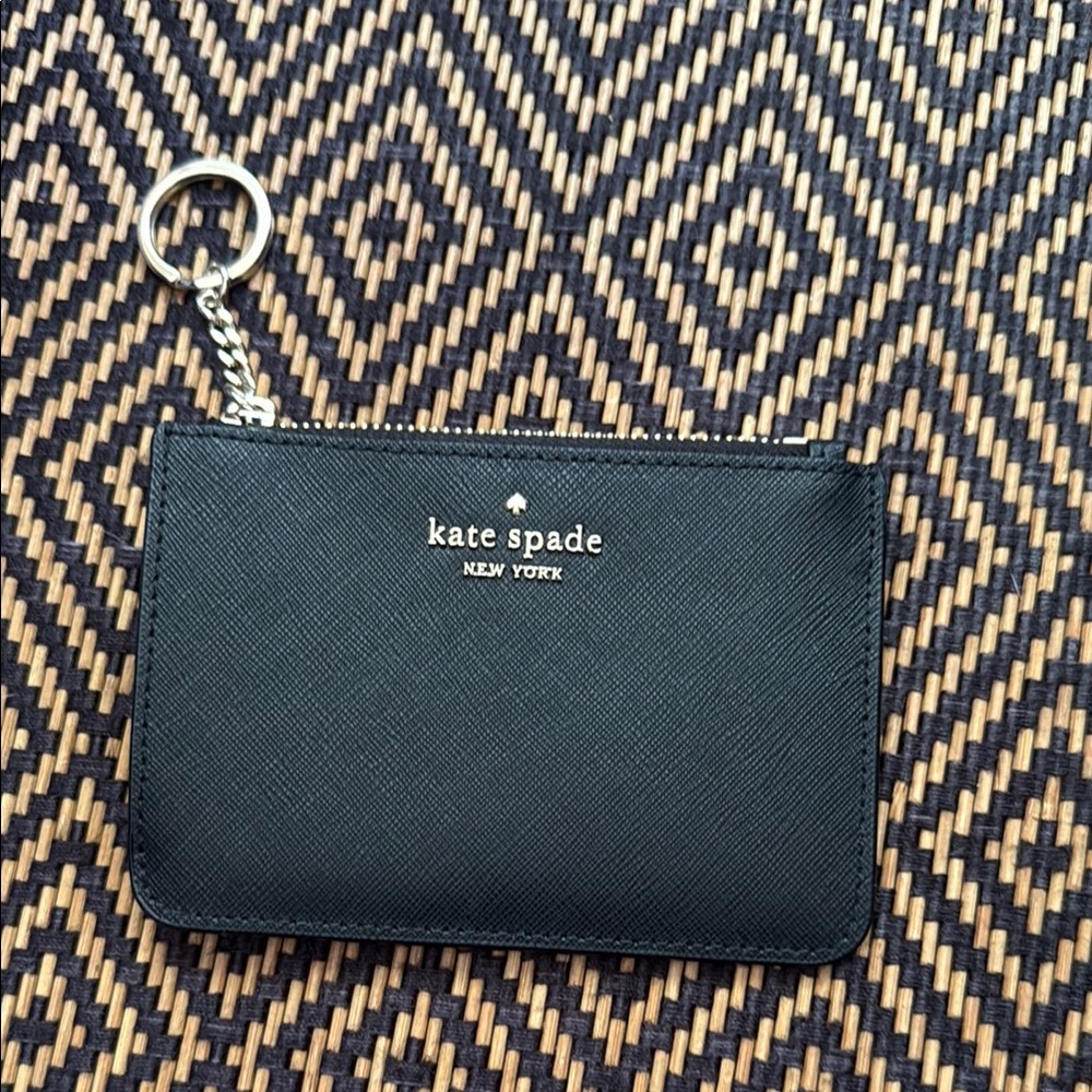 Kate Spade saffiano leather Zip cardholder coin Pouch Key Ring wallet bag charm